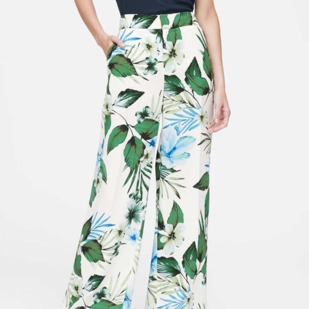 Floral Banana Republic High Rise Wide Pant